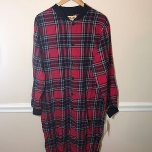 Big Feet Pajama Red Plaid Flannel M Drop Seat